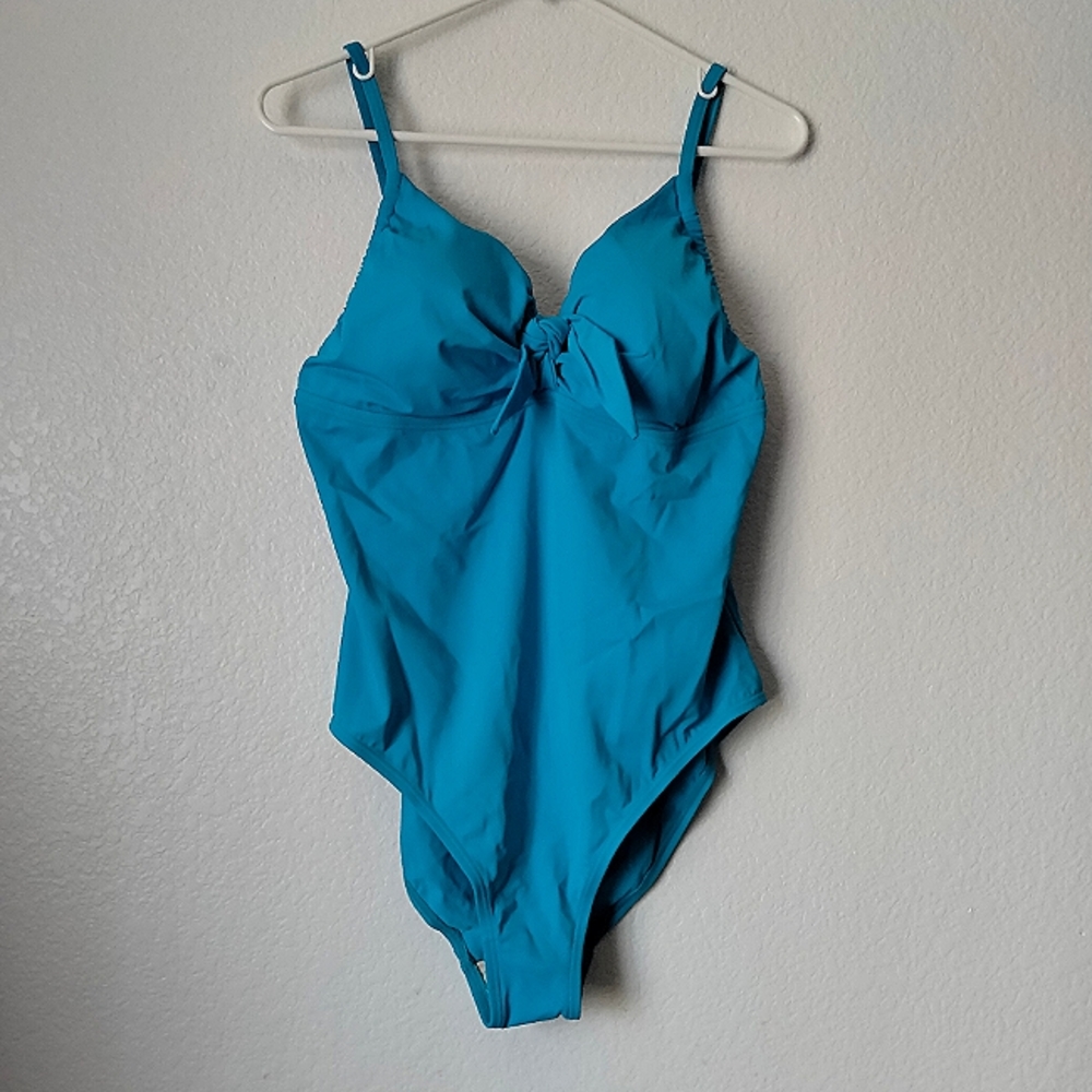 Avon swimsuit One Piece womens XL Blue Knot Front